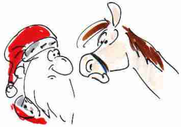 Weihnachtsmann und Esel